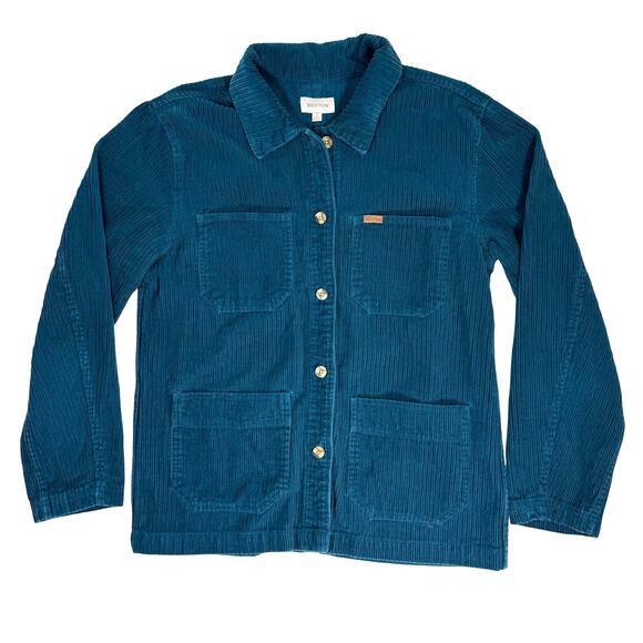 Brixton Men’s Small Blue Corduroy Button Down Shirt 100% Cotton Casual - Picture 1 of 7